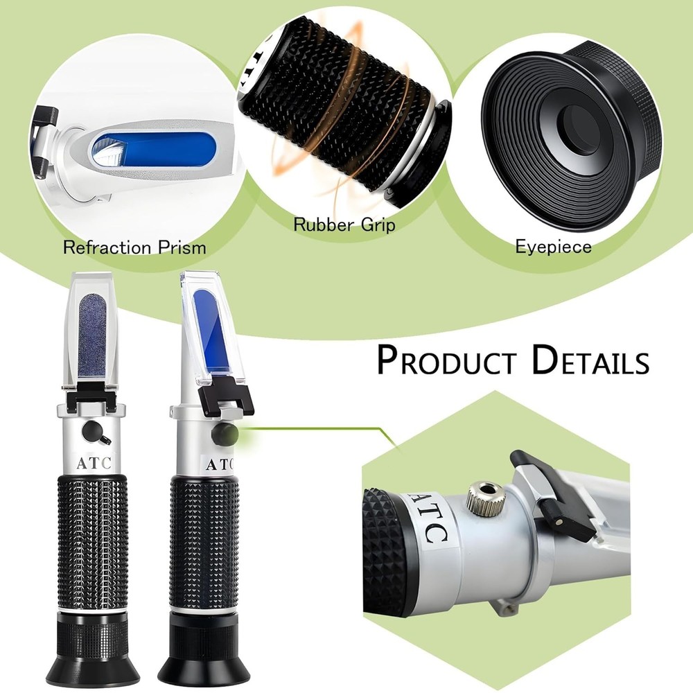 Precision 0-32% Brix Refractometer: Handheld, Portable Sugar Tester with ATC