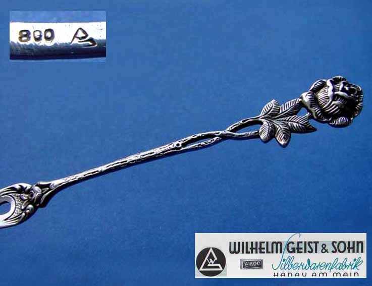Serving Fork, Rose, Wilhelm Geist & Son, 800 Silver C59