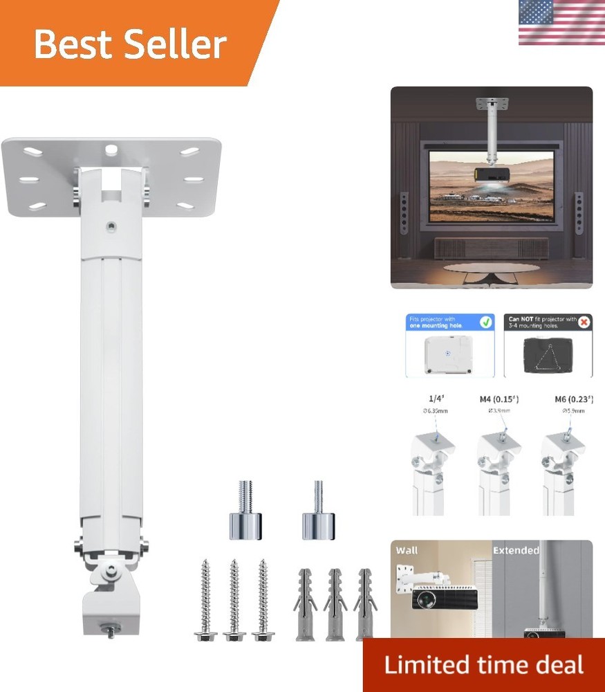Extended Mini Projector Ceiling Mount Adjustable Wall Mount with Thread Adapters