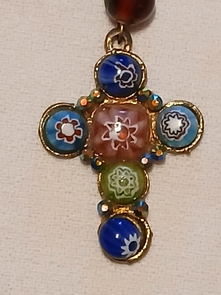 Religious Catholic Christianity Multi Gemstone Rosary Necklace