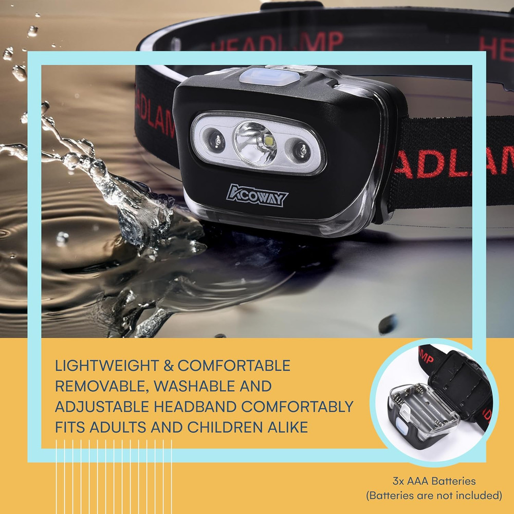 ACOWAY LED Headlamp - Bright Adjustable Flashlight for Outdoor Activities