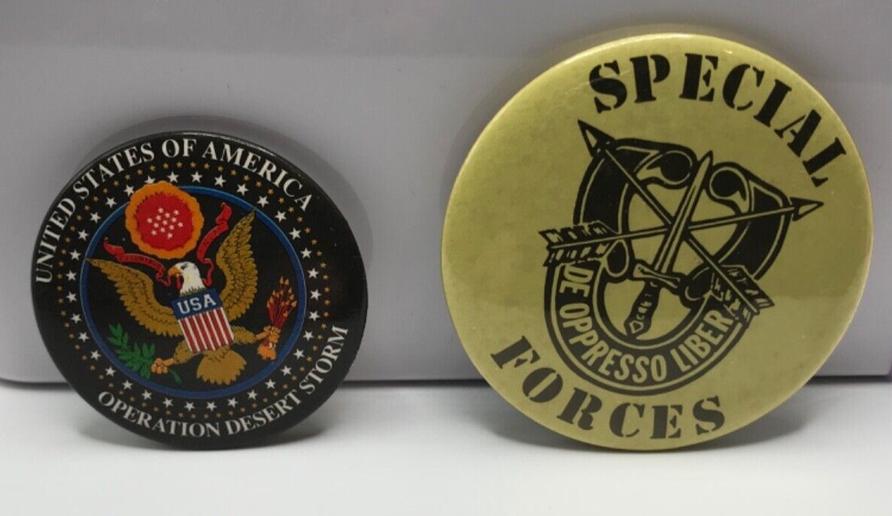 Vintage Operation Desert Storm & Special Forces Pinback Button Pins