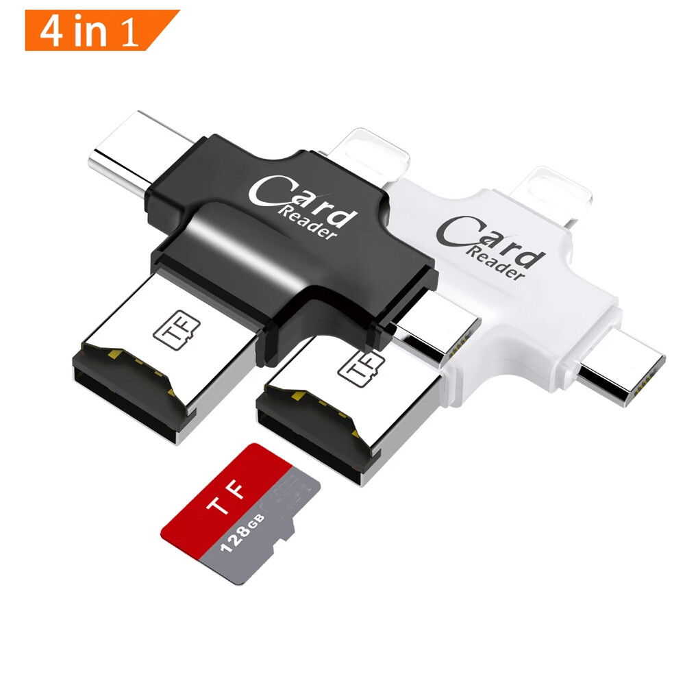 4 in 1 OTG Type C Micro USB Adapter TF SD Card Reader for Android iphone Samsung