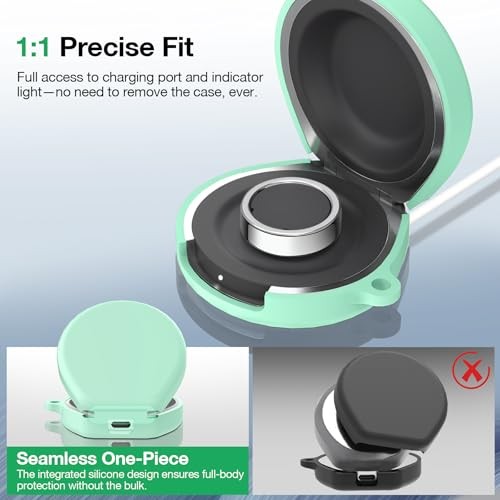 Cover for Oura Ring 4 Charging Case, Soft Silicone Protective Case Mint Green