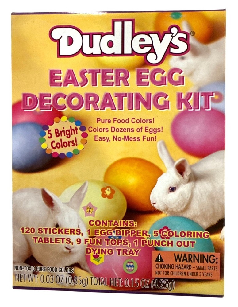 DUDLEY'S Easter Egg Decorating Kit Stickers+ Dipper+ Coloring Tablets+ Fun Tops+