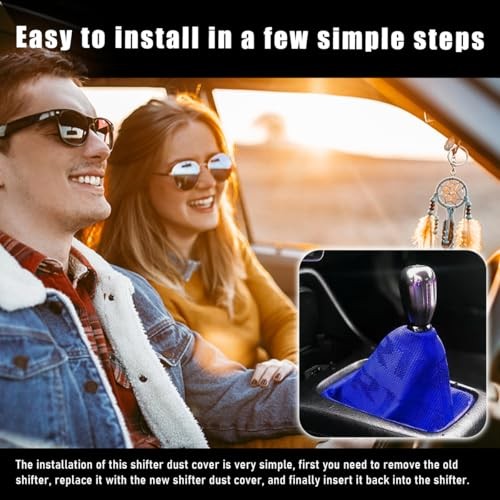 Car Shift Boot Cover, Waterproof Canvas Fabric Manual Automatic Shift Knob Blue