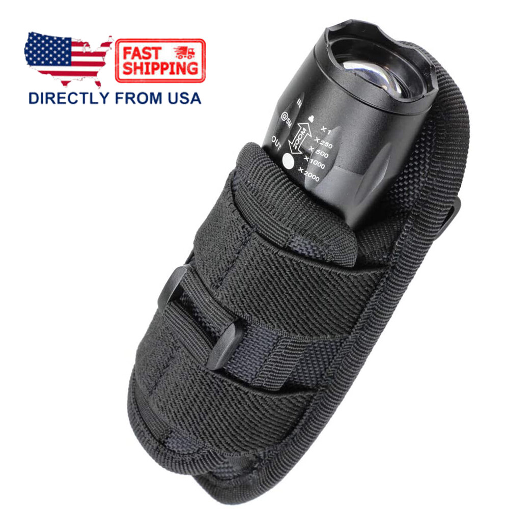 Tactical Flashlight Pouch Holster Rotatable Flashlight Holder Torch Carry Case