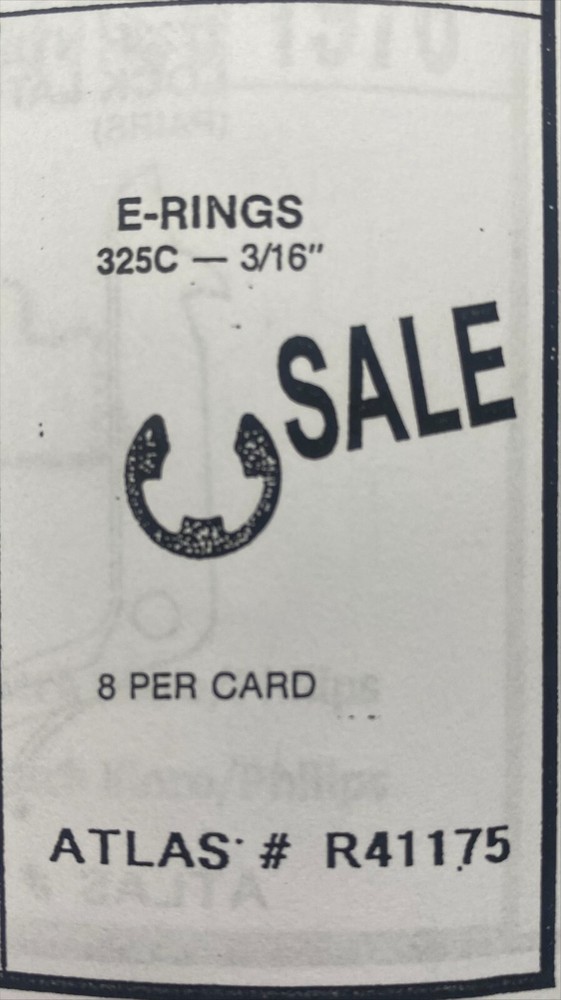 Window Components 325CE  3/16" E Ring Clips 3- packs 24 pieces