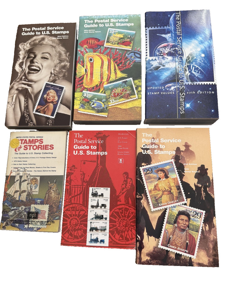 Postal Service Guide to US Stamps (5 different years) Plus 1978 Stamps & Stories