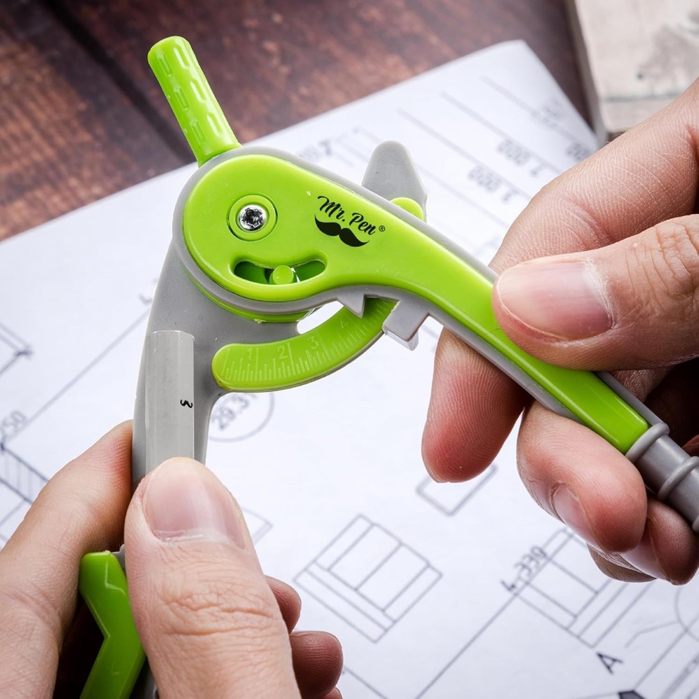 Light Green Compass and Protractor Set - Precision Geometry Tools for Artists