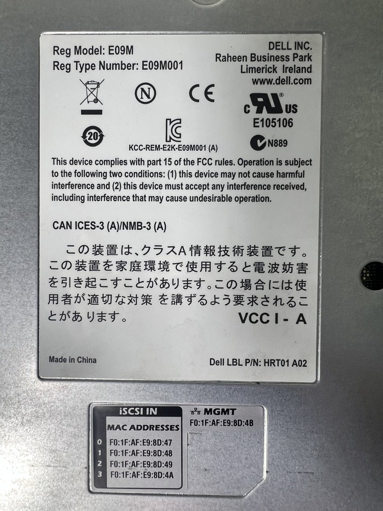 Dell EqualLogic Control Module TYPE 11 Controller Module E09M001 E09M 674757 Ser