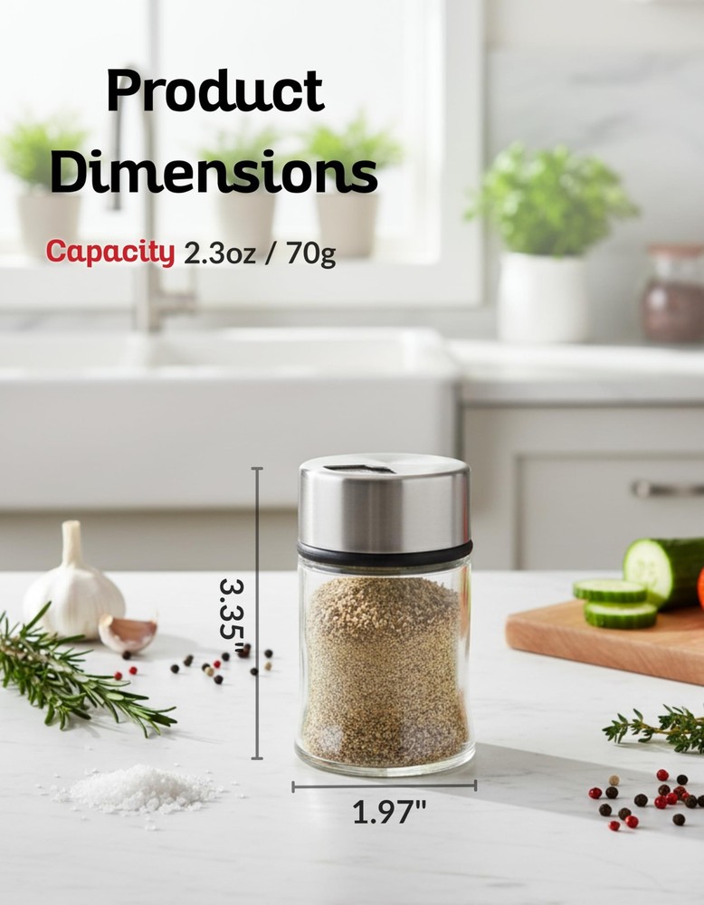 Multi-Function Stainless Steel Salt & Pepper Shaker with Adjustable Sprinkler...