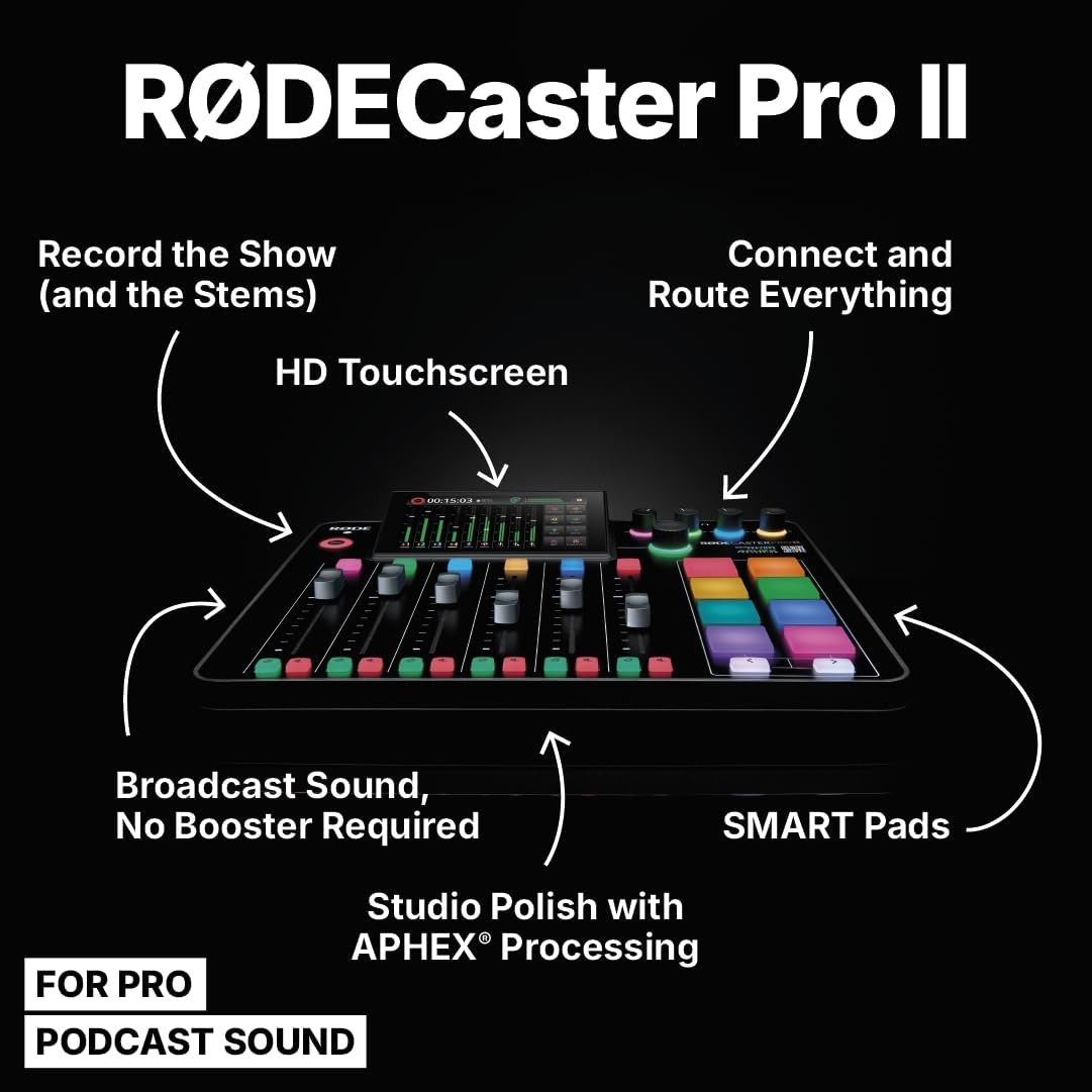 RODECaster Pro II All-in-One Audio Console for Podcasting Streaming Music Black