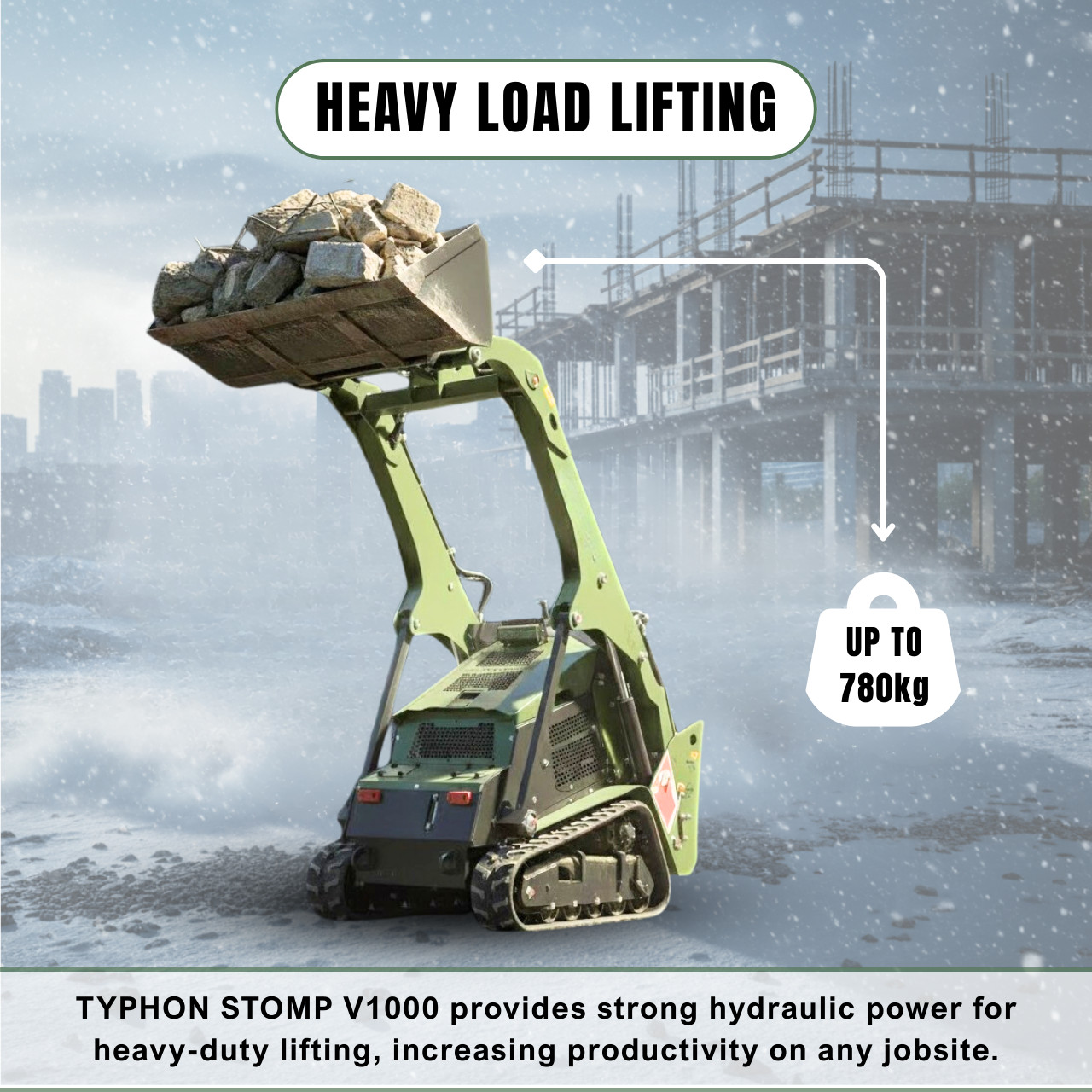 TYPHON Stomp V1000 Kubota D1105 Diesel 24.4hp Skid Steer Hydraulics Full Control