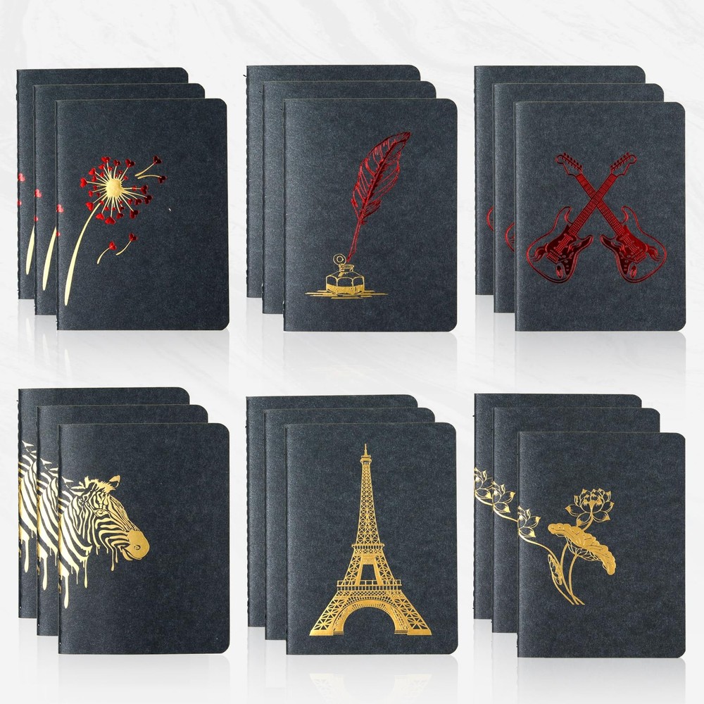 3pack Pocket notebook Small Journal Mini notepad, Black Soft Cover, 4 x 5.5 i...