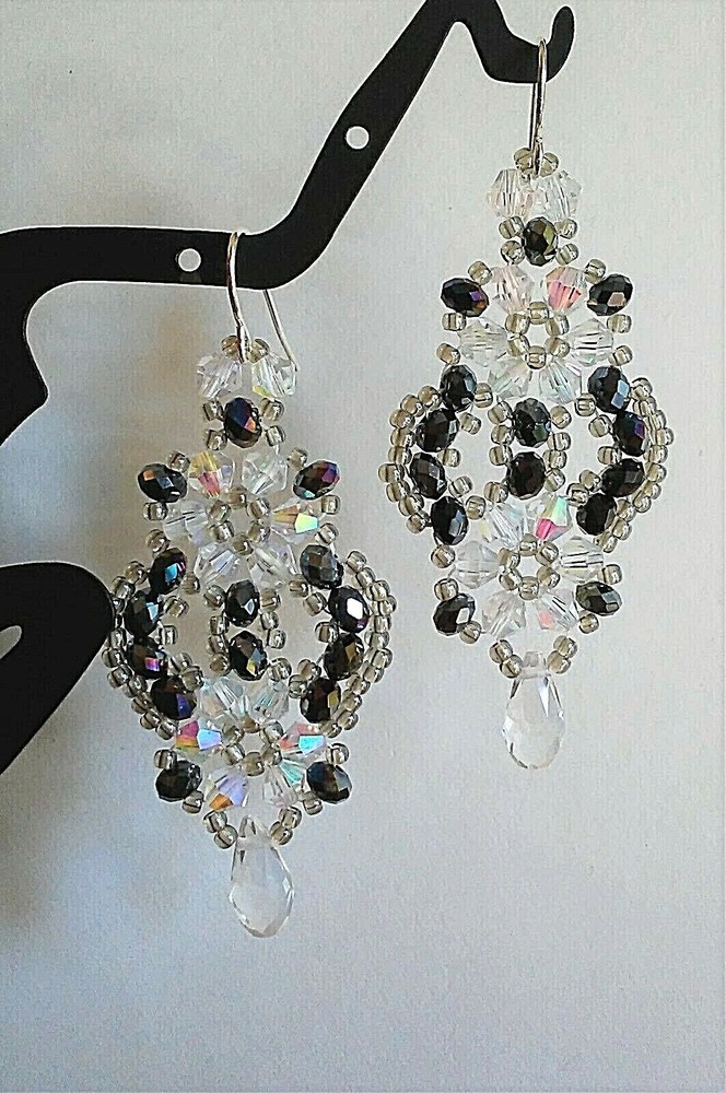 Handmade Black Luster Chandelier Earrings