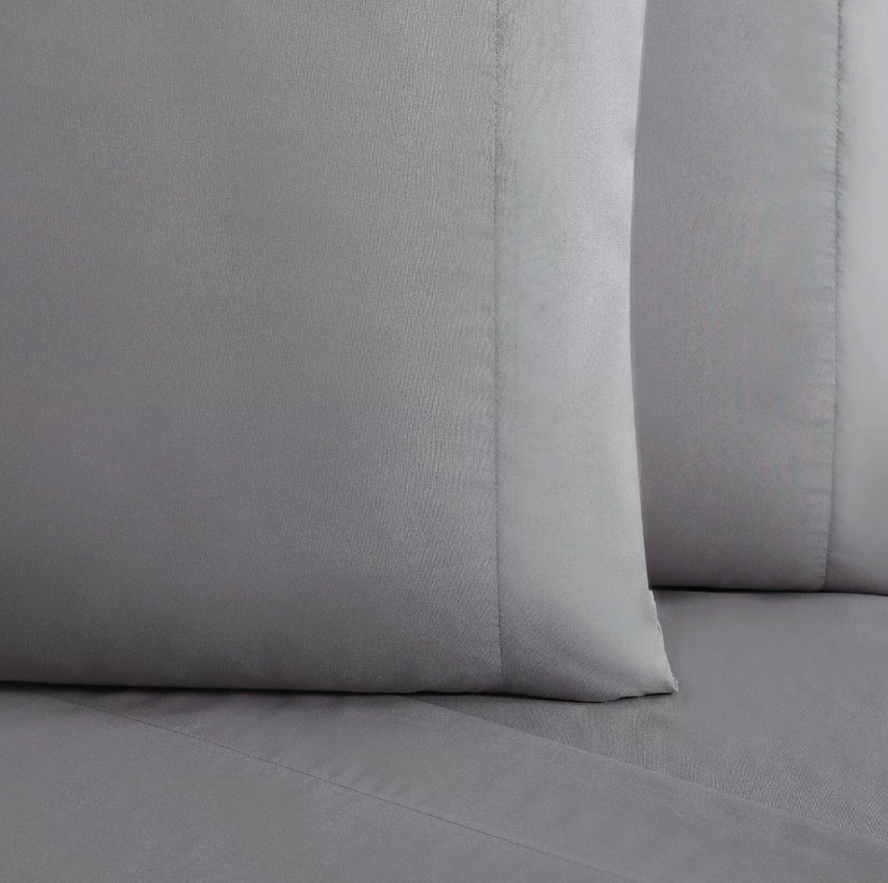 Queen Everyday Microfiber Solid Sheet Set Gray - Truly Soft