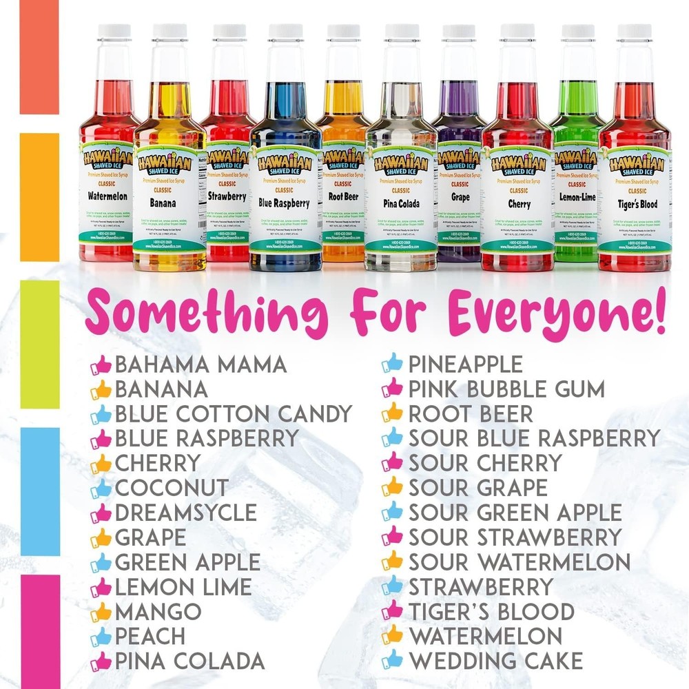 3-Pack Shaved Ice Syrup: Cherry, Grape & Blue Raspberry, No Refrigeration Needed