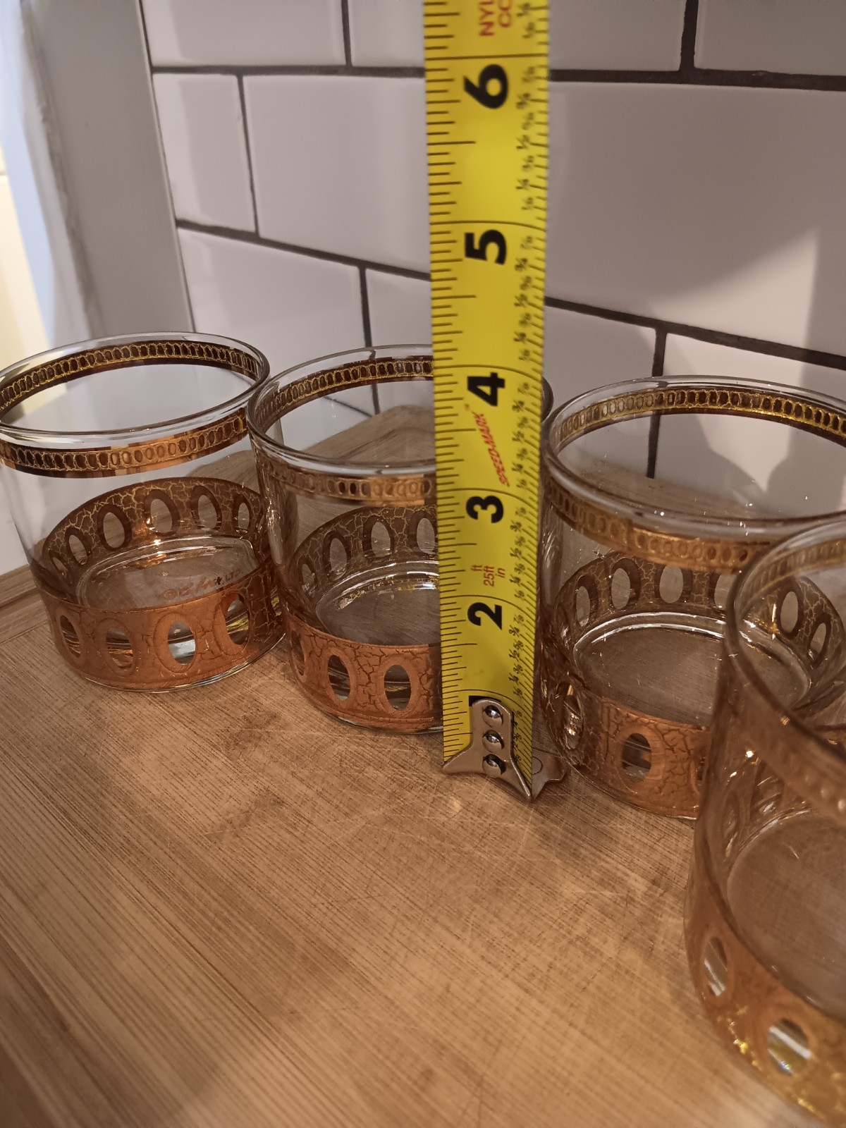 Vtg MCM 60s Culver Antigua Cocktail Shaker Low Ball 5 Pc Barware Set 22k Gold