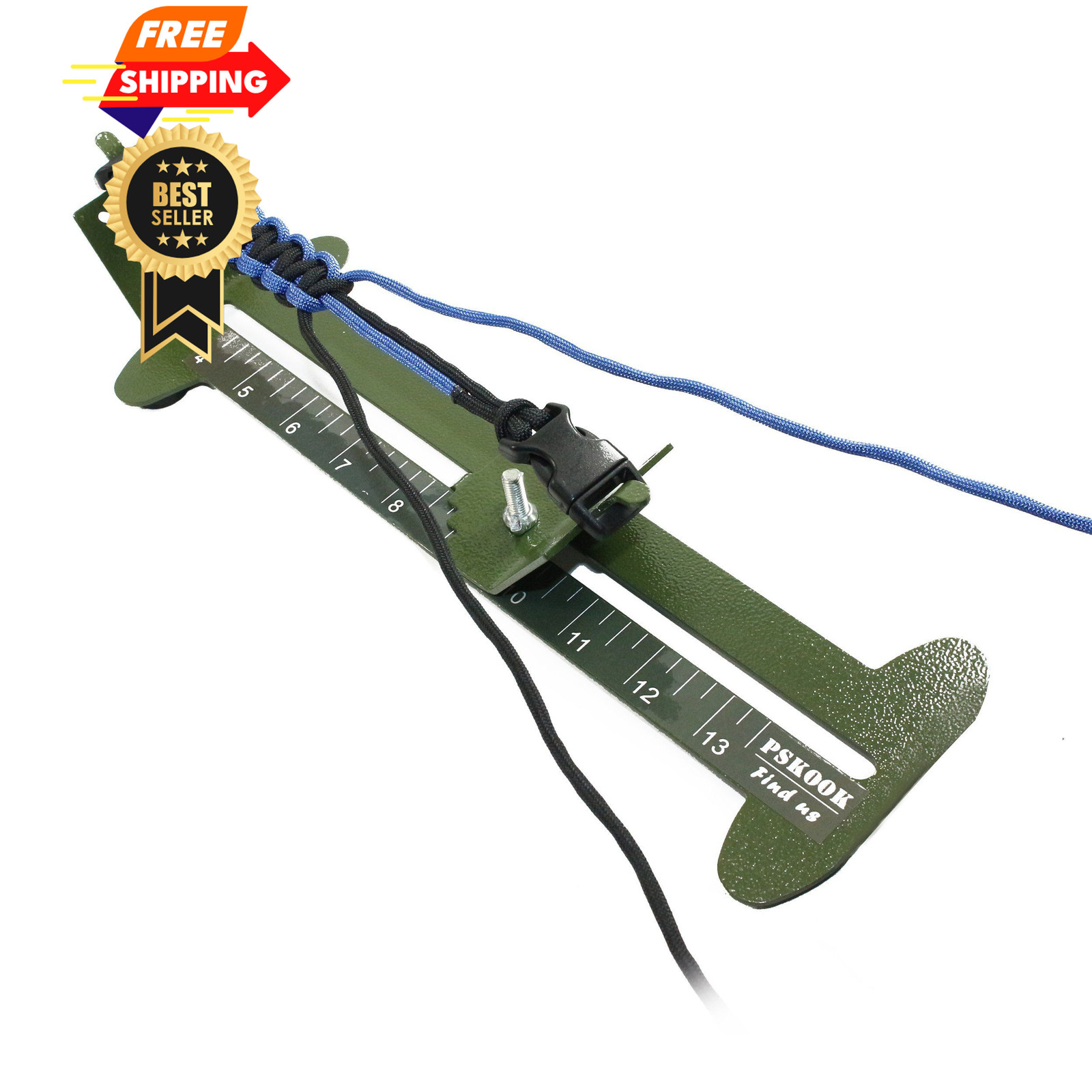 PSKOOK Paracord Bracelet Jig Kit, Adjustable (4" to 14"), Army Green