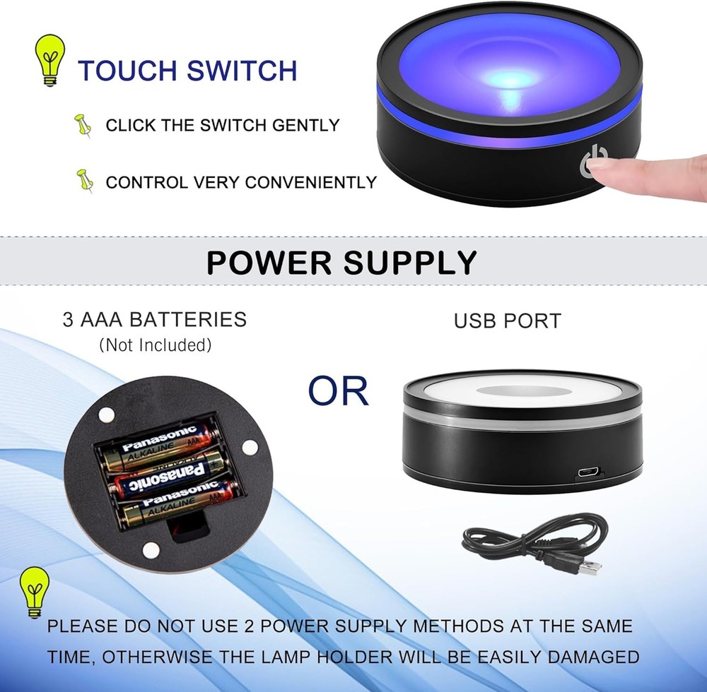 Multi-Function Concave LED Display Stand with RGB Lighting - 3.15" Acrylic Base