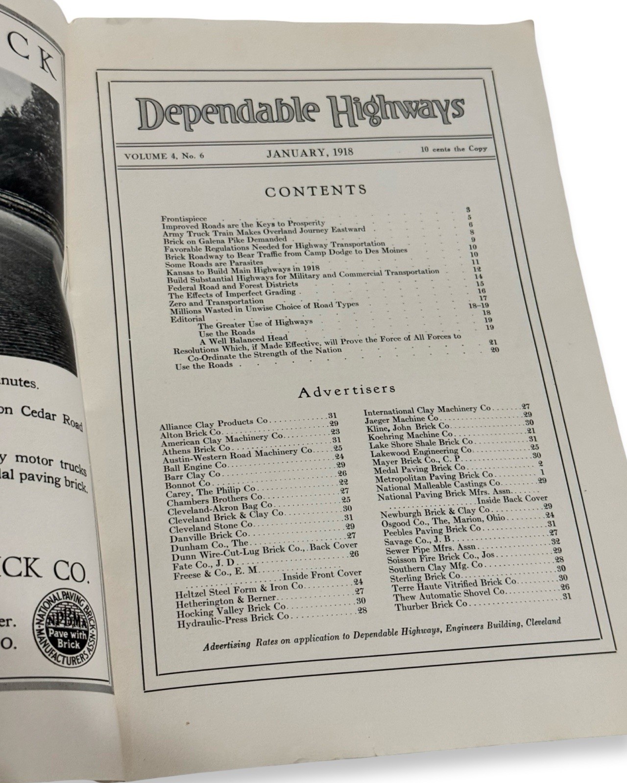 Dependable Highways Magazine January 1918 WWI Motor Trucks Roads