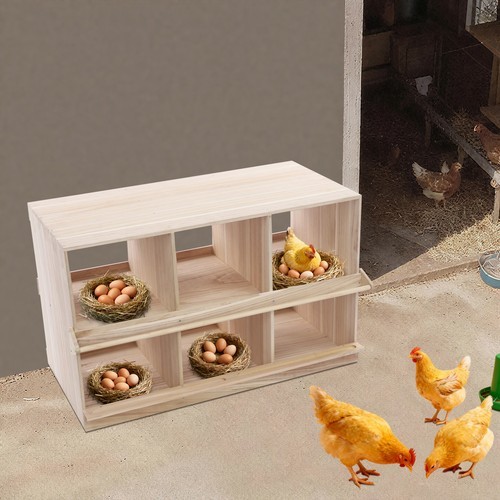 Chicken Laying Boxes 6 Hole Nesting Box Wooden Nesting Boxes for Chickens 2-Tier