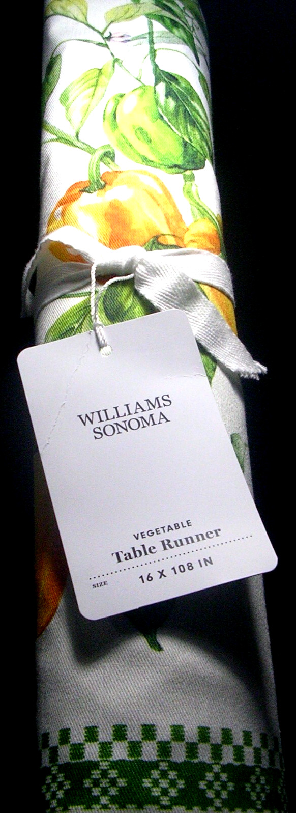 WILLIAMS SONOMA VEGETABLE TABLE RUNNER TWILL WEAVE COTTON 16X108 REVERSIBLE NWTG