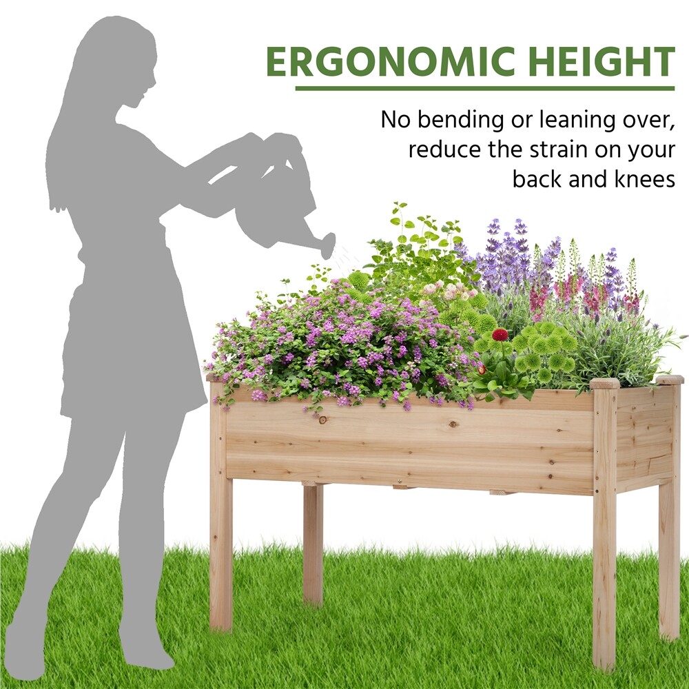 Wood Garden Raised Bed Vegetable Herb Grow Box Elevated Gardening Planter Yard