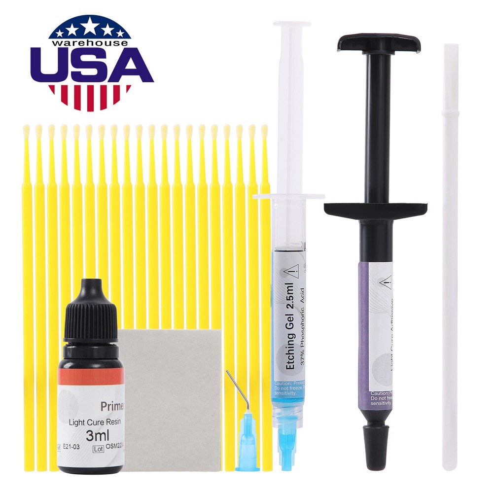 2 Sets Dental Orthodontic Light Cure Brackets Mini Adhesive Bonding System Kit