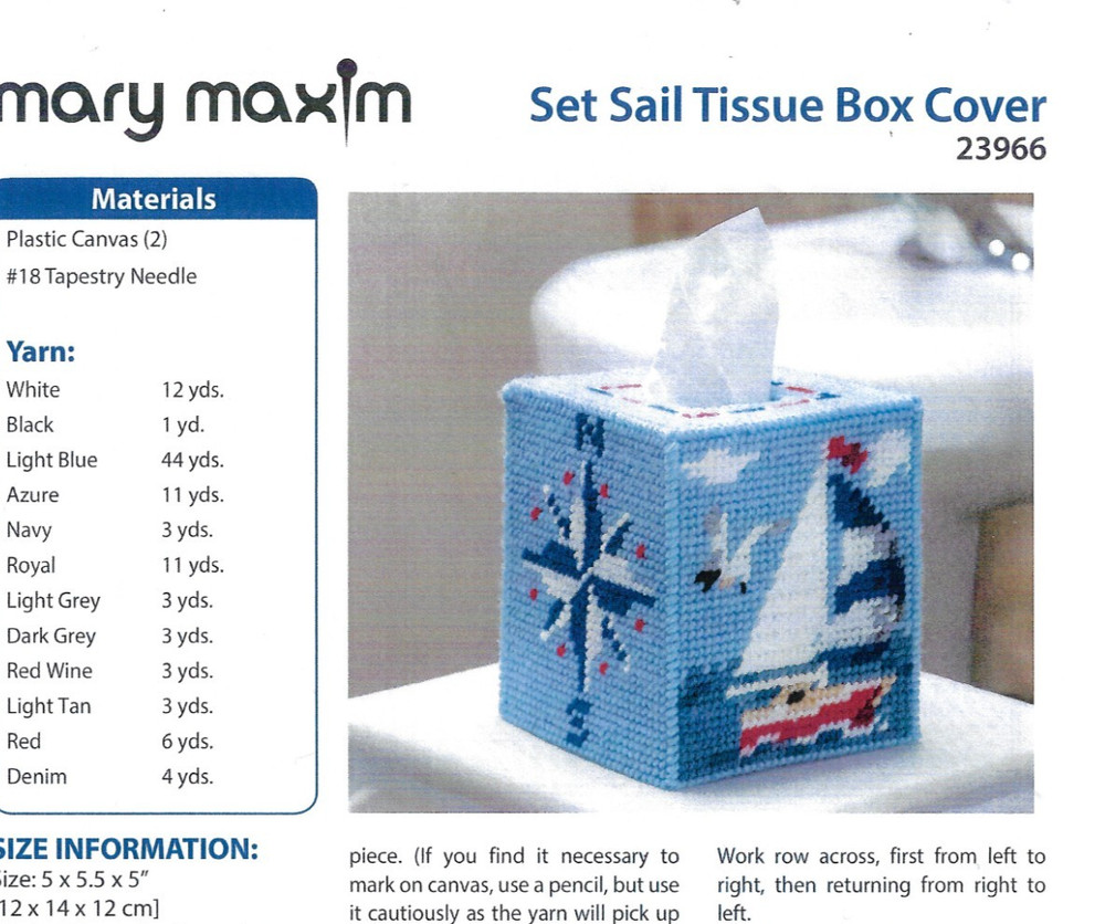 SET SAIL TISSUE BOX COVER  plastic canvas  PATTERN (#TF0583)