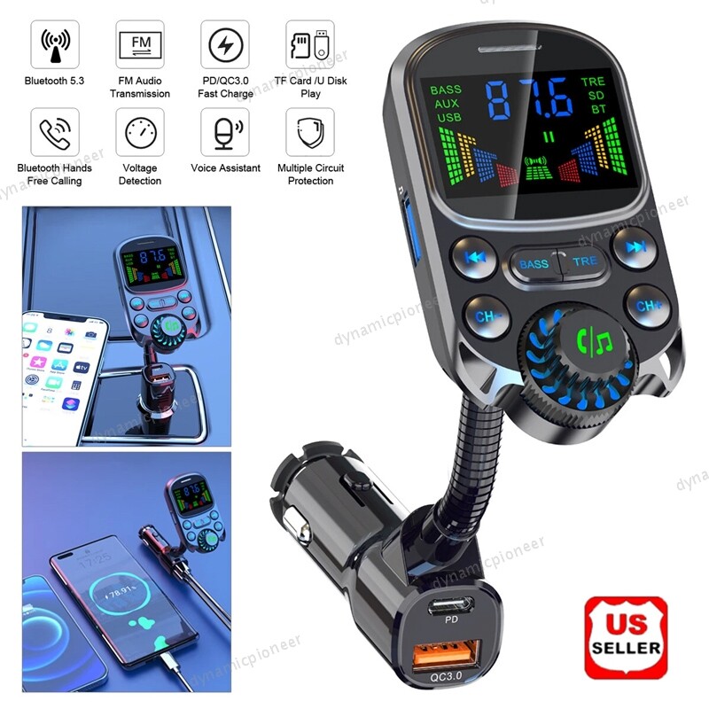Car Wireless Mp3 Player Bluetooth Fm Transmitter USB Fast Car Charger Adapter TF