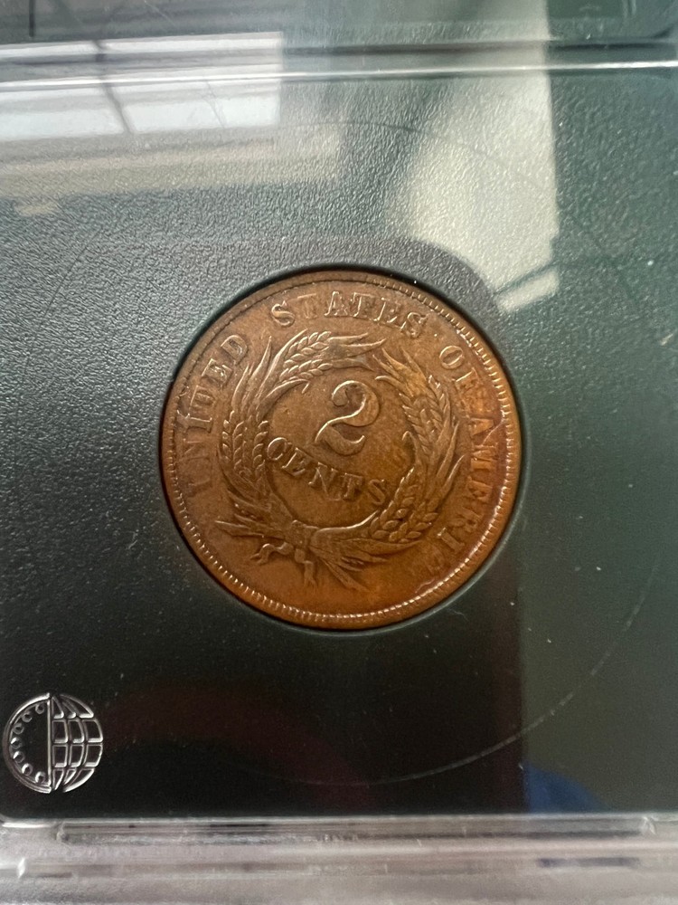 1868- 2 Cent Piece slabed not graded