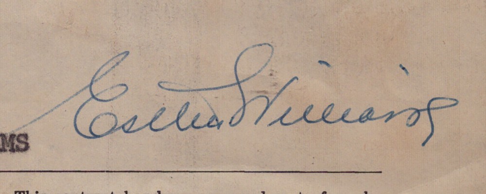 ESTHER WILLIAMS - CONTRACT SIGNED