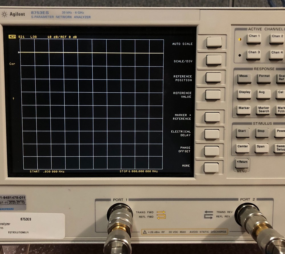 Agilent 8753ES, S-Parameter Network Analyzer, 30kHz-6GHz, OPT: 006 & 010 #