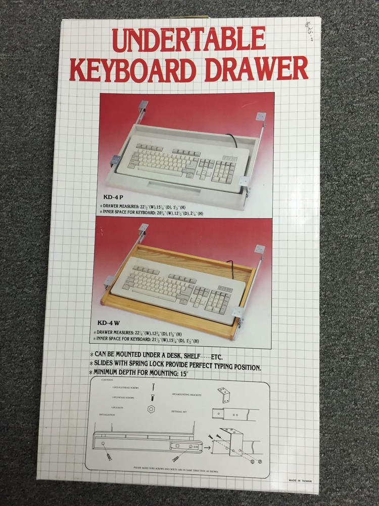 Undertable Keyboard Drawer, model KD-4P Plastic