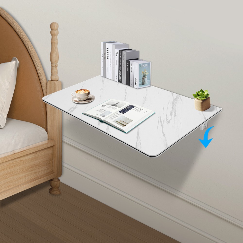 Folding Wall Mounted Laptop Desk with Brackets Space Saving Foldable Table