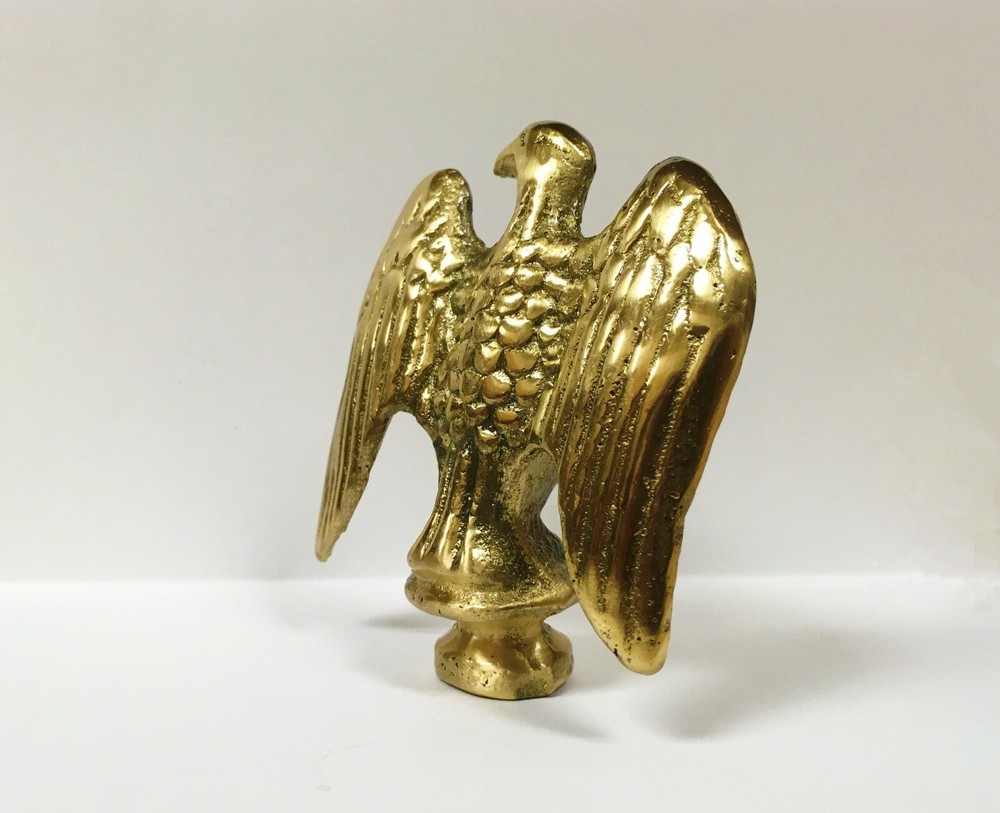 Lamp Finial-Solid Cast BRASS EAGLE, Highly Detailed W/Dual Threads, WB Finish-FS