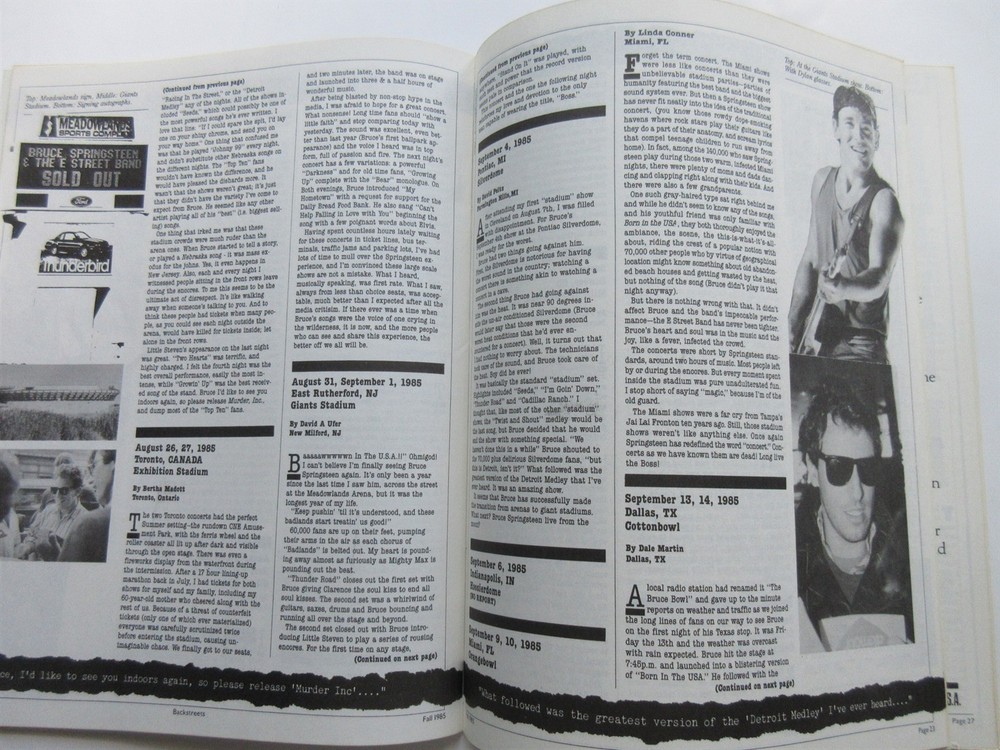 Backstreets Bruce Springsteen Magazine Fall 1985 U2 Super Bruce