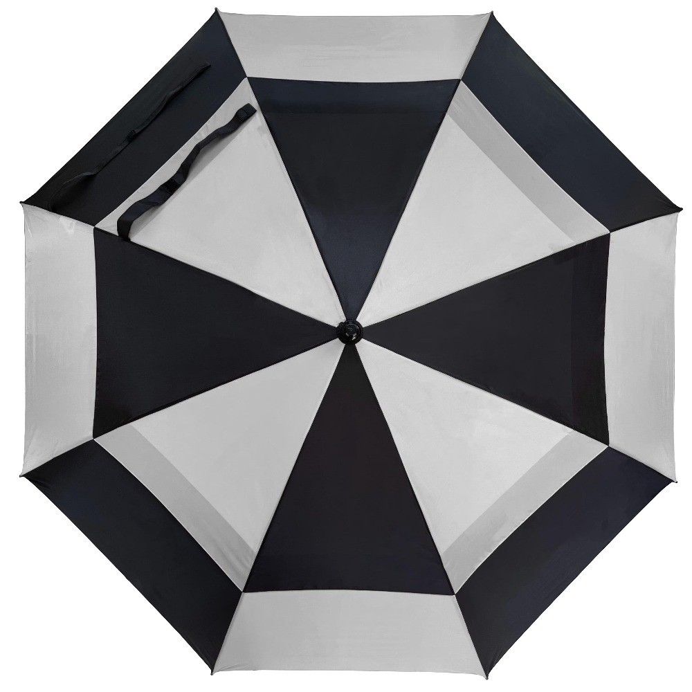 Golf Umbrella Double Canopy Windproof Large Automatic Open Gray Black