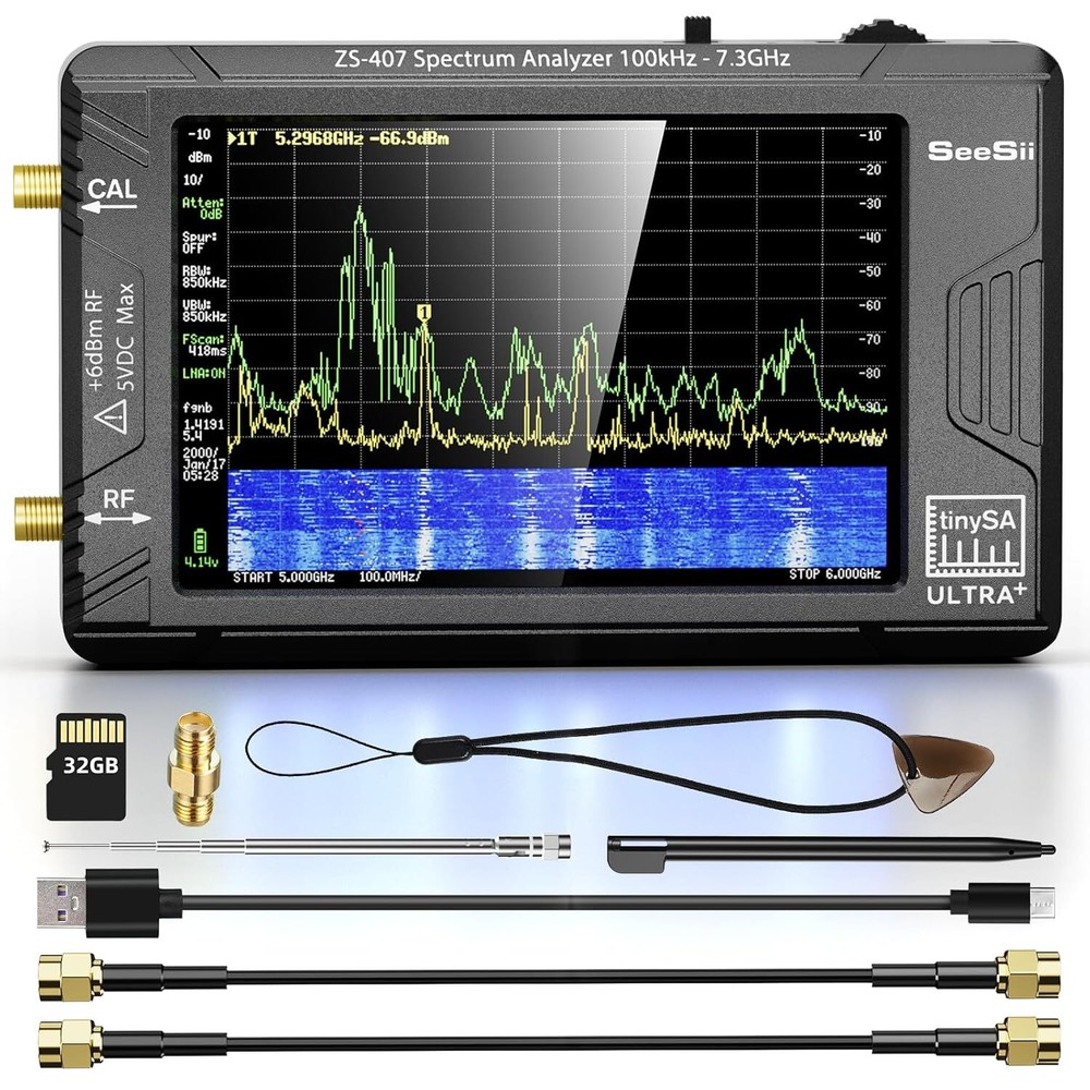 ZS407 Tiny Spectrum Analyzer 100kHz-7.3GHz Signal Generator/Frequency Analyzer