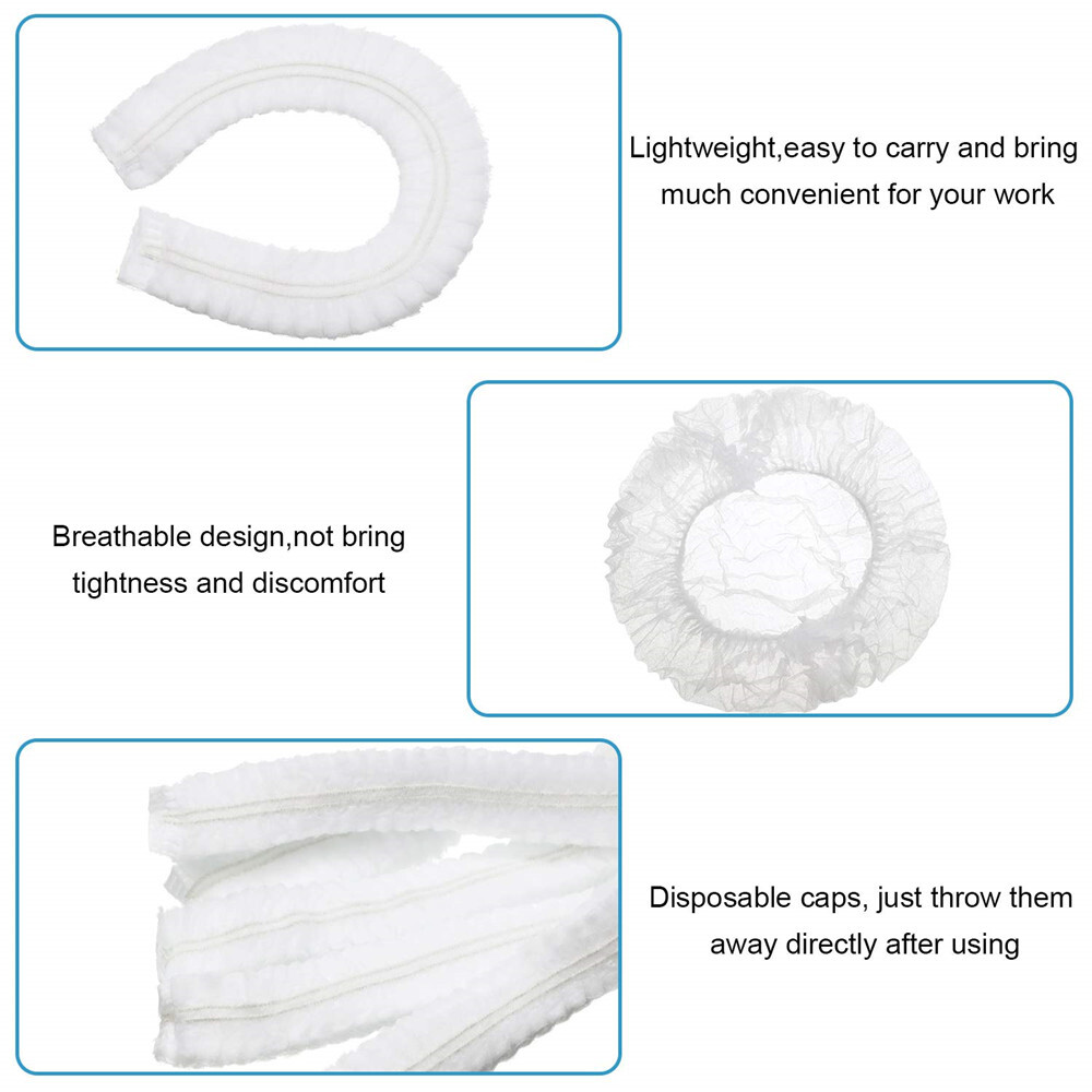 100-1000pcs Disposable Hair Net Non-Woven Head Bouffant Hair Cap 24"