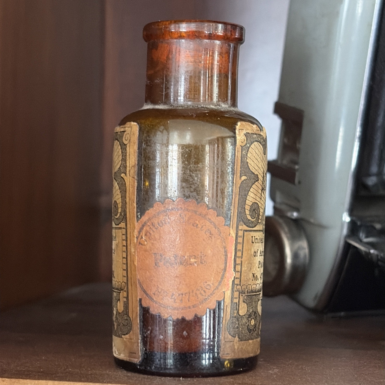 Antique Brown Bottle w Cork Photography Camera Amidol Solution GERMANY US PATENT