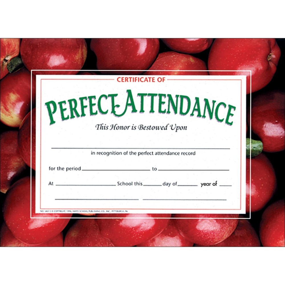 Perfect Attendance Certificates