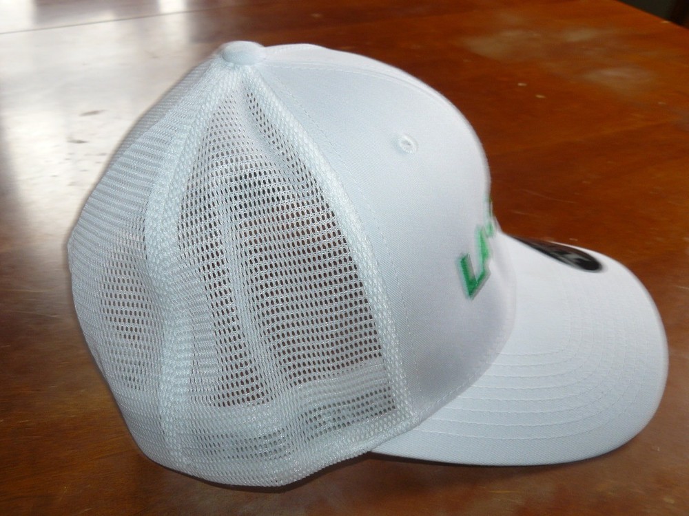 LA GOLF logo Hat, Structured, White/Green, Adjustable, Flexfit Tech 110, NWT