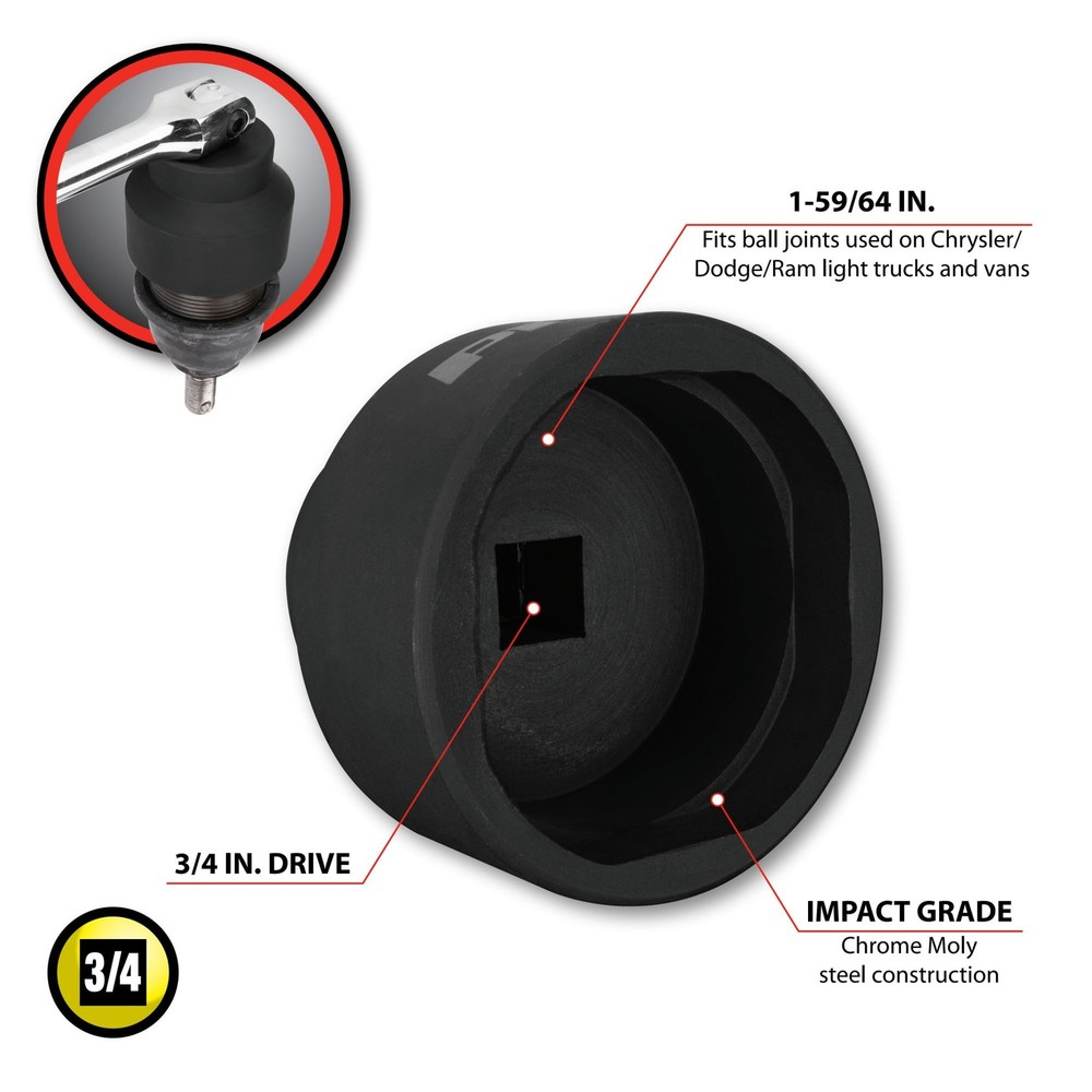 Performance Tool W83003 1-59/64" Ball Joint Socket - Precision Onesize