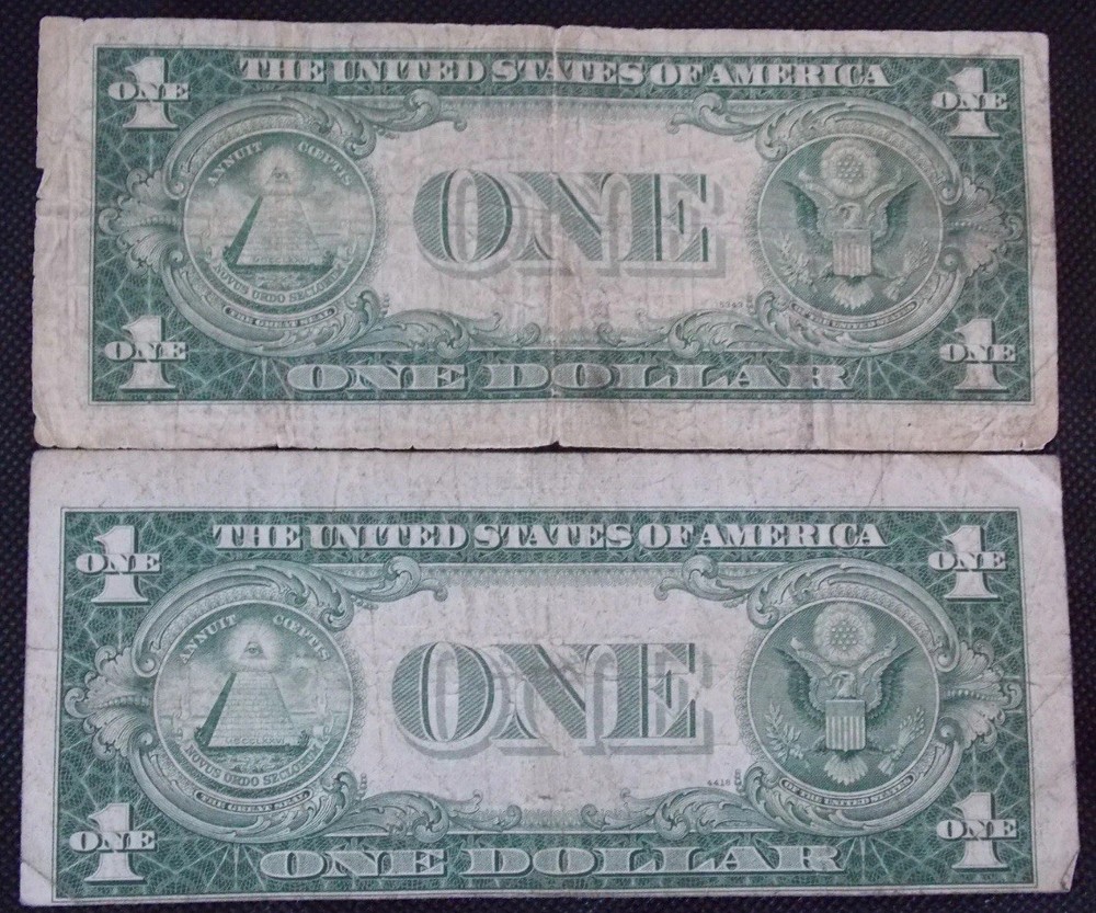 1935C & 1935D $1 Silver Certificates w/ Severe Miscut Errors FREE SHIPPING