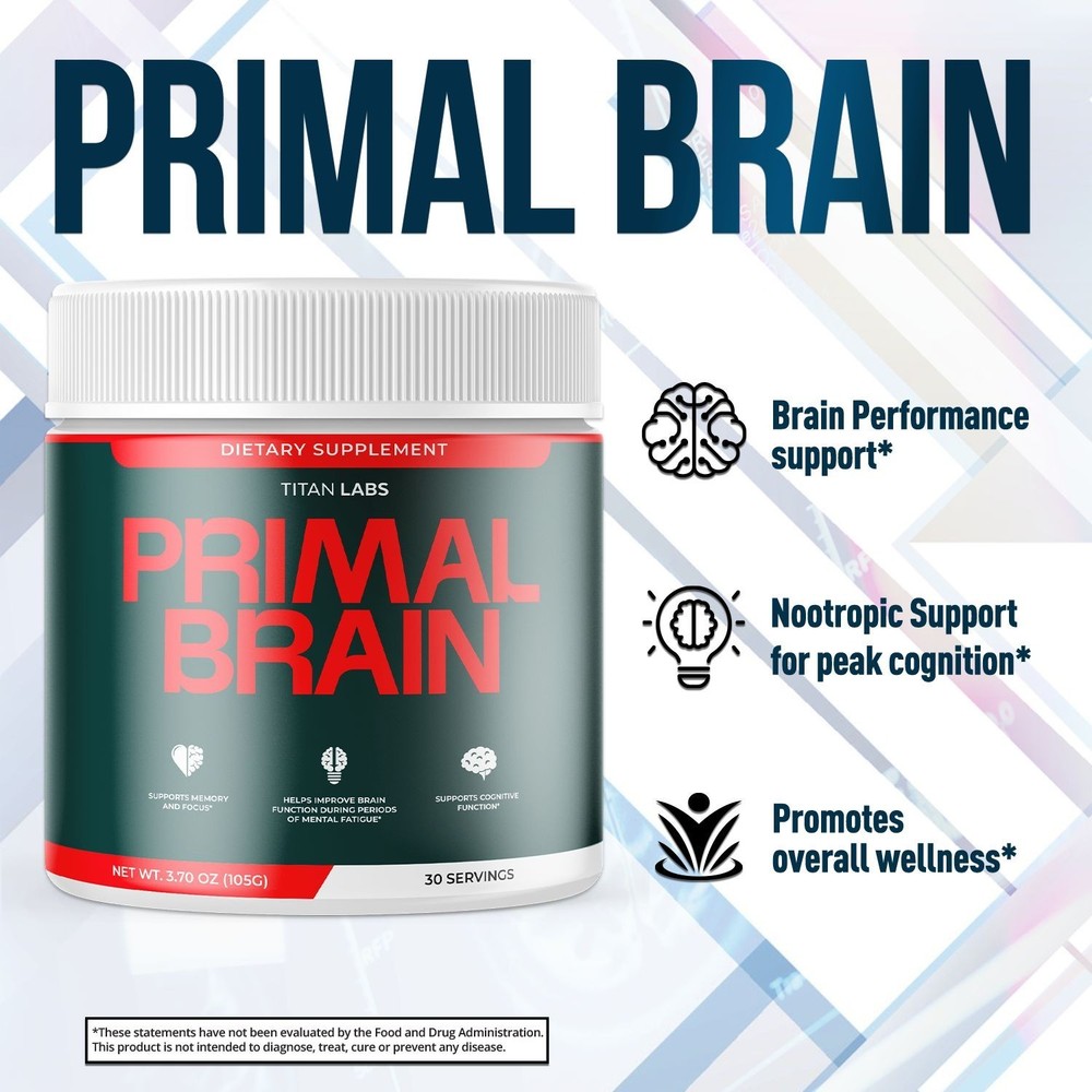(1 Pack) Primal Brain Powder Natural Brain Support Formula PrimalBrain 30 Servs