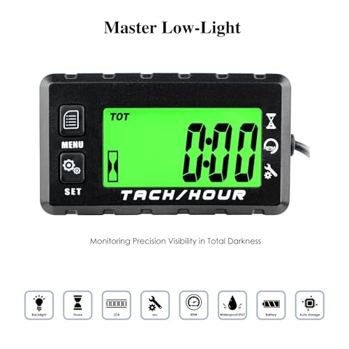 JR-HM058 Digital Hour Meter Tachometer,2 System Options,Countdown Maintenance