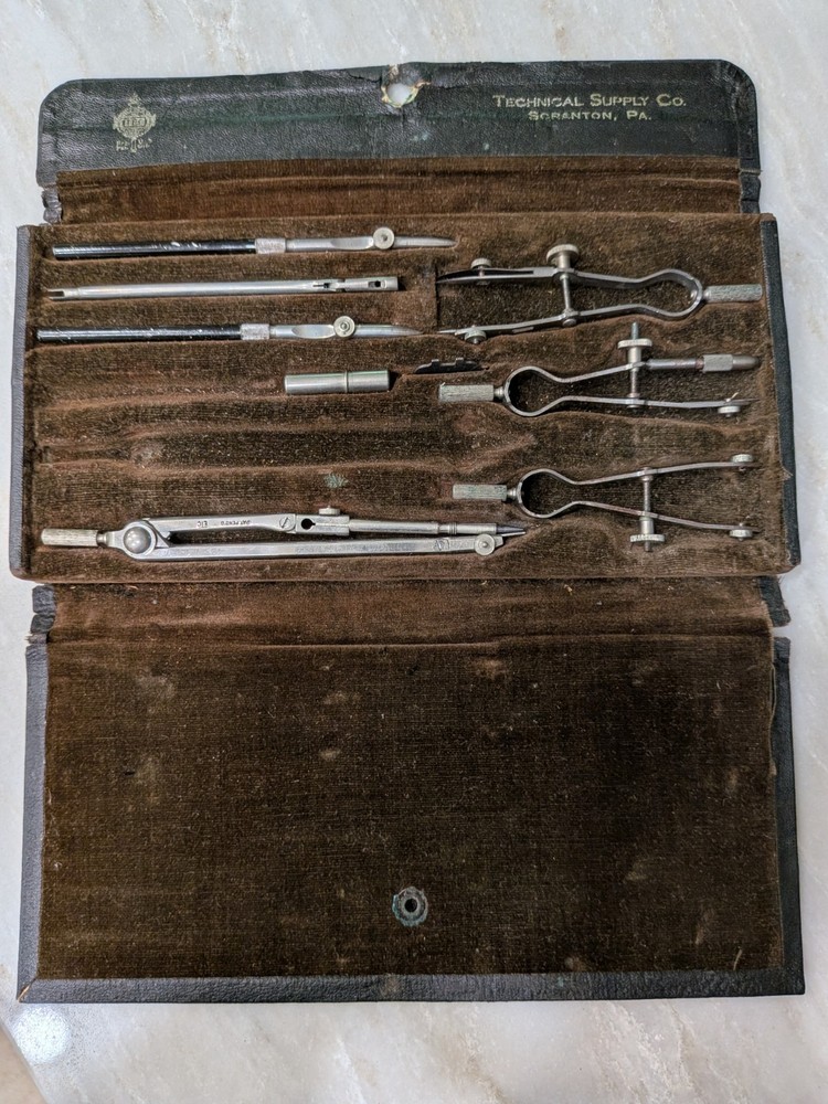 Vintage Drafting Set Compass Kit Technical Supply Co Scranton PA